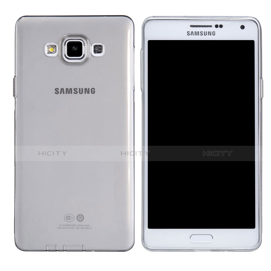 Cover Silicone Trasparente Ultra Sottile Morbida T03 per Samsung Galaxy A7 Duos SM-A700F A700FD Chiaro