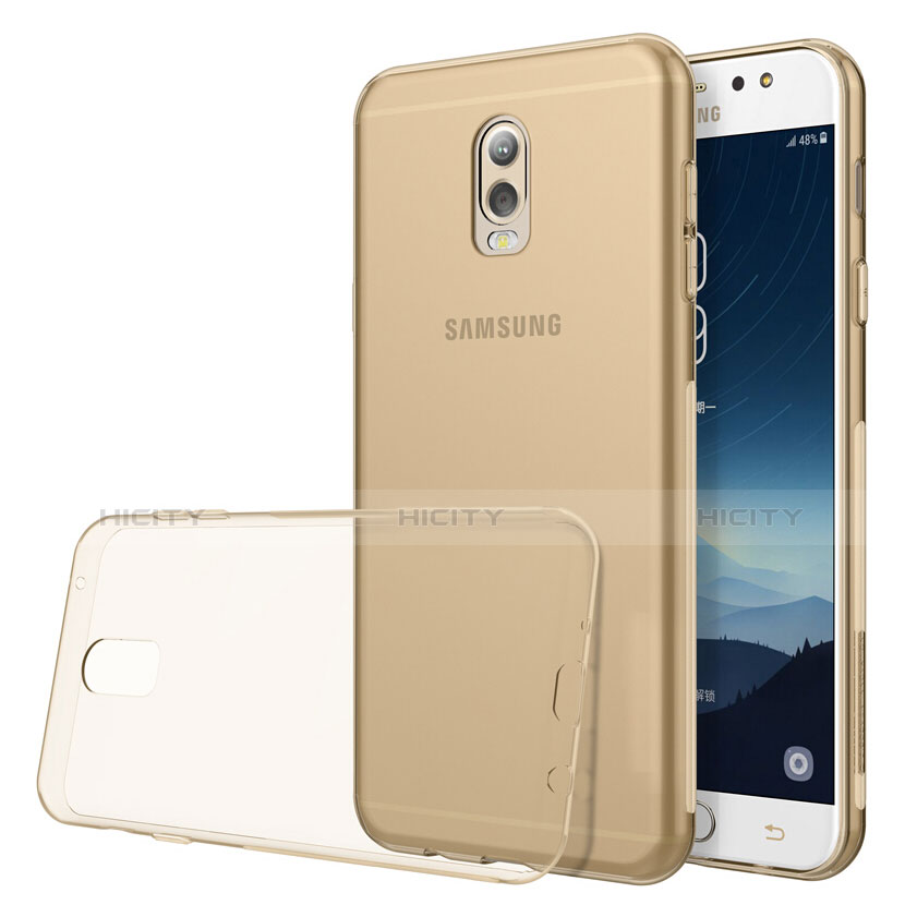 Cover Silicone Trasparente Ultra Sottile Morbida T03 per Samsung Galaxy C7 (2017) Oro
