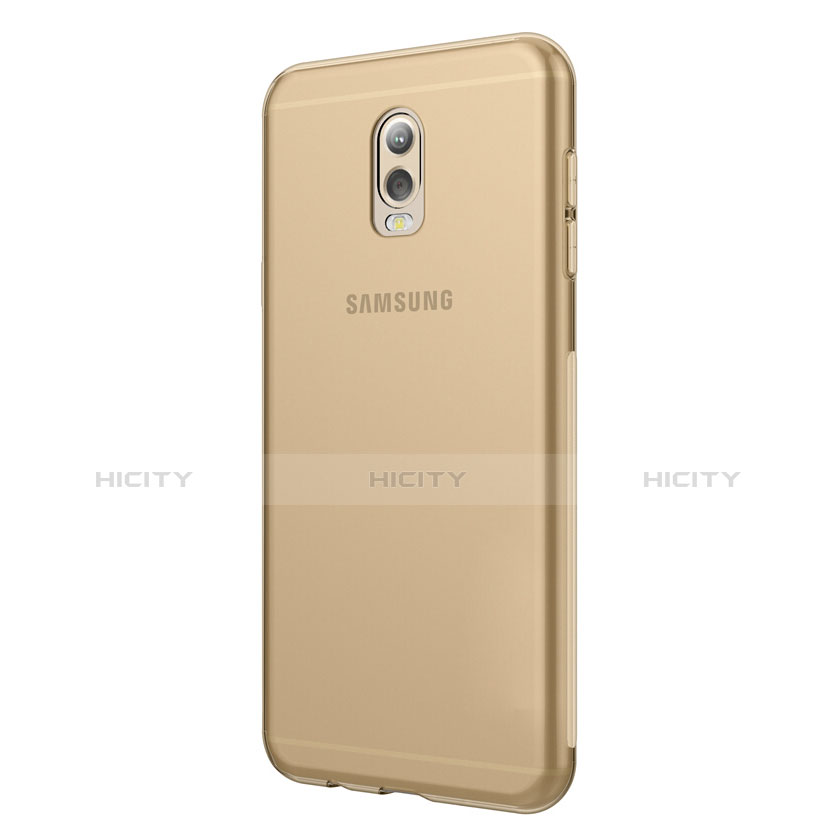 Cover Silicone Trasparente Ultra Sottile Morbida T03 per Samsung Galaxy J7 Plus Oro