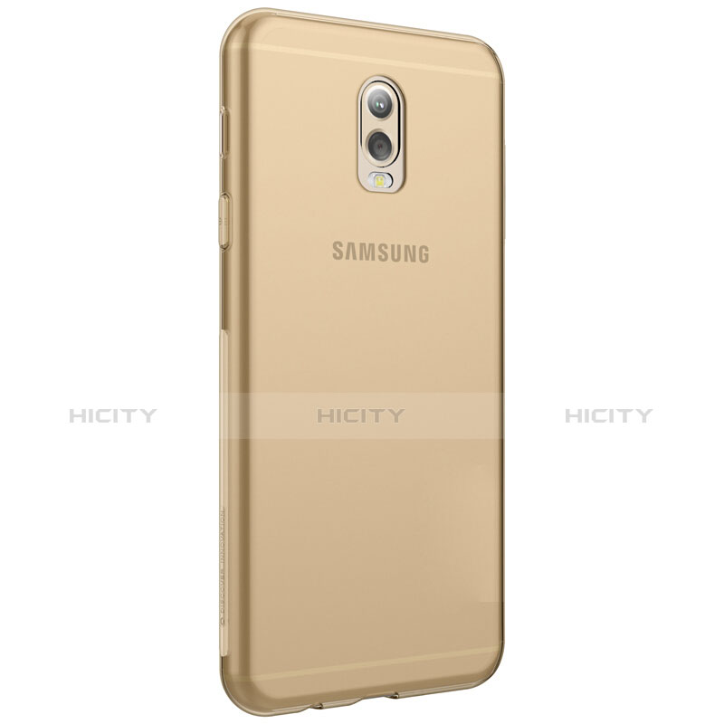 Cover Silicone Trasparente Ultra Sottile Morbida T03 per Samsung Galaxy J7 Plus Oro