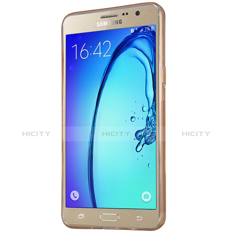 Cover Silicone Trasparente Ultra Sottile Morbida T03 per Samsung Galaxy On5 Pro Oro