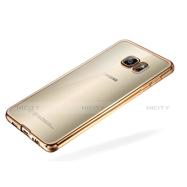 Cover Silicone Trasparente Ultra Sottile Morbida T03 per Samsung Galaxy S6 Edge+ Plus SM-G928F Oro