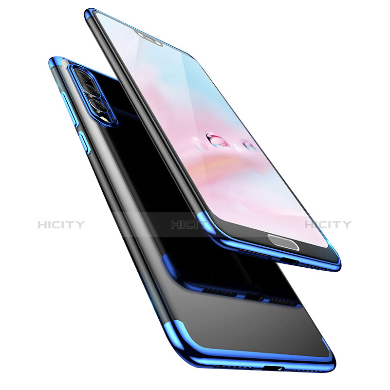 Cover Silicone Trasparente Ultra Sottile Morbida T04 per Huawei P20 Pro Blu