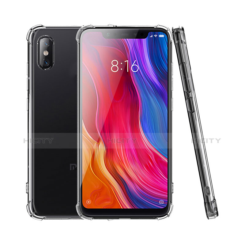 Cover Silicone Trasparente Ultra Sottile Morbida T04 per Xiaomi Mi 8 Screen Fingerprint Edition Nero