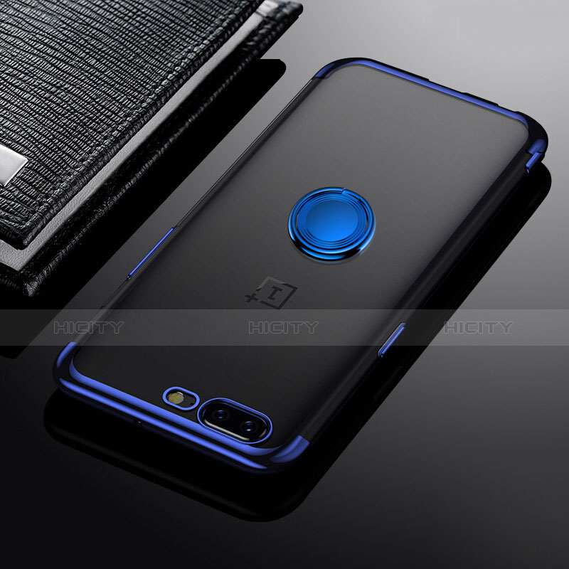 Cover Silicone Trasparente Ultra Sottile Morbida T05 per OnePlus 5 Blu