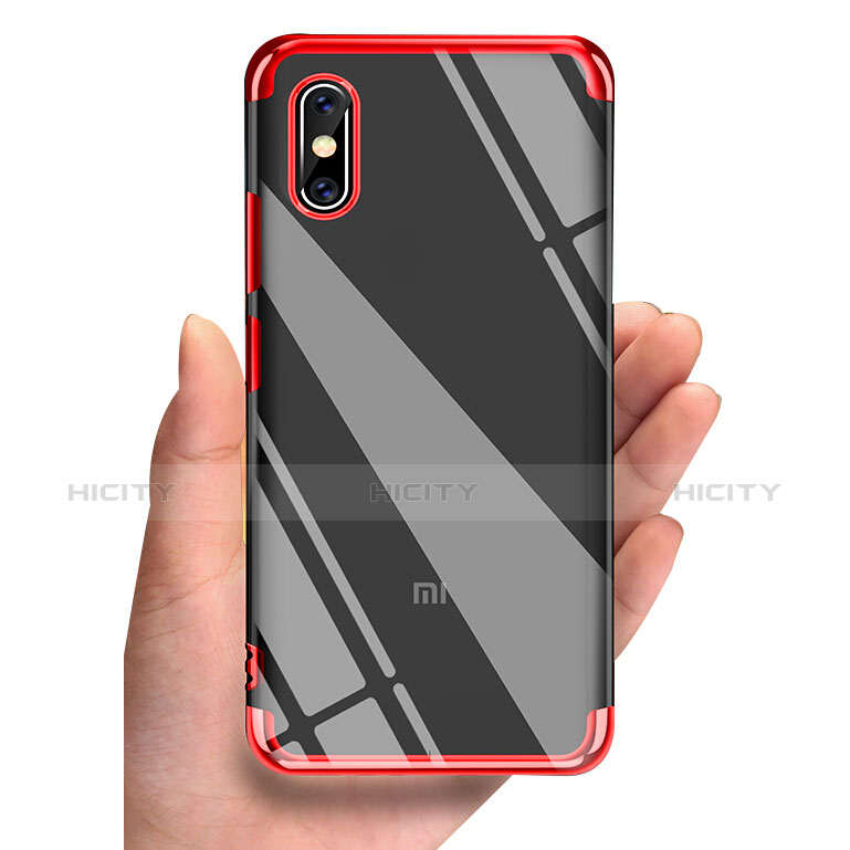 Cover Silicone Trasparente Ultra Sottile Morbida T05 per Xiaomi Mi 8 Screen Fingerprint Edition Rosso