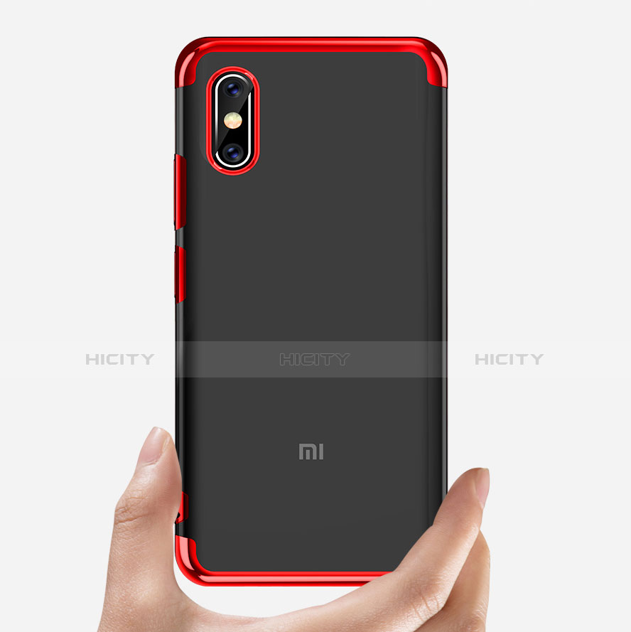 Cover Silicone Trasparente Ultra Sottile Morbida T05 per Xiaomi Mi 8 Screen Fingerprint Edition Rosso