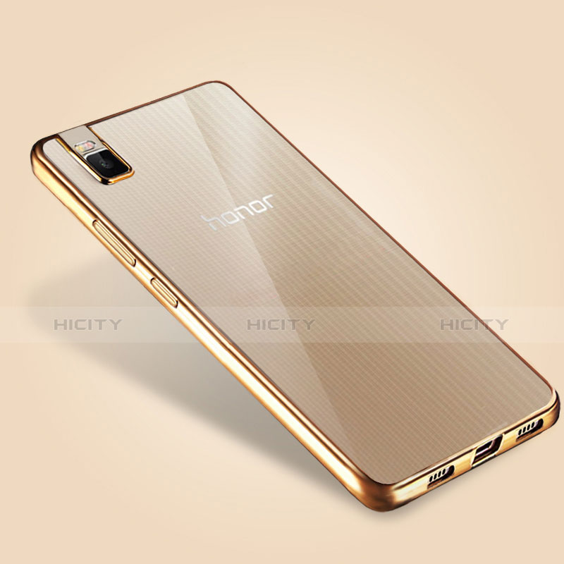 Cover Silicone Trasparente Ultra Sottile Morbida T06 per Huawei Honor 7i shot X Oro