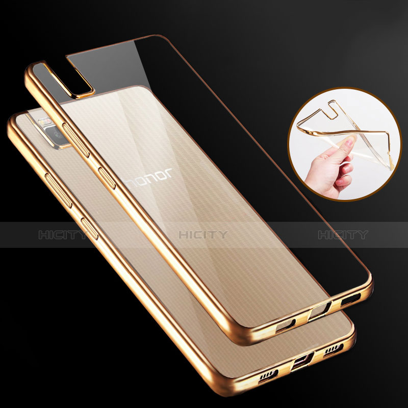 Cover Silicone Trasparente Ultra Sottile Morbida T06 per Huawei Honor 7i shot X Oro