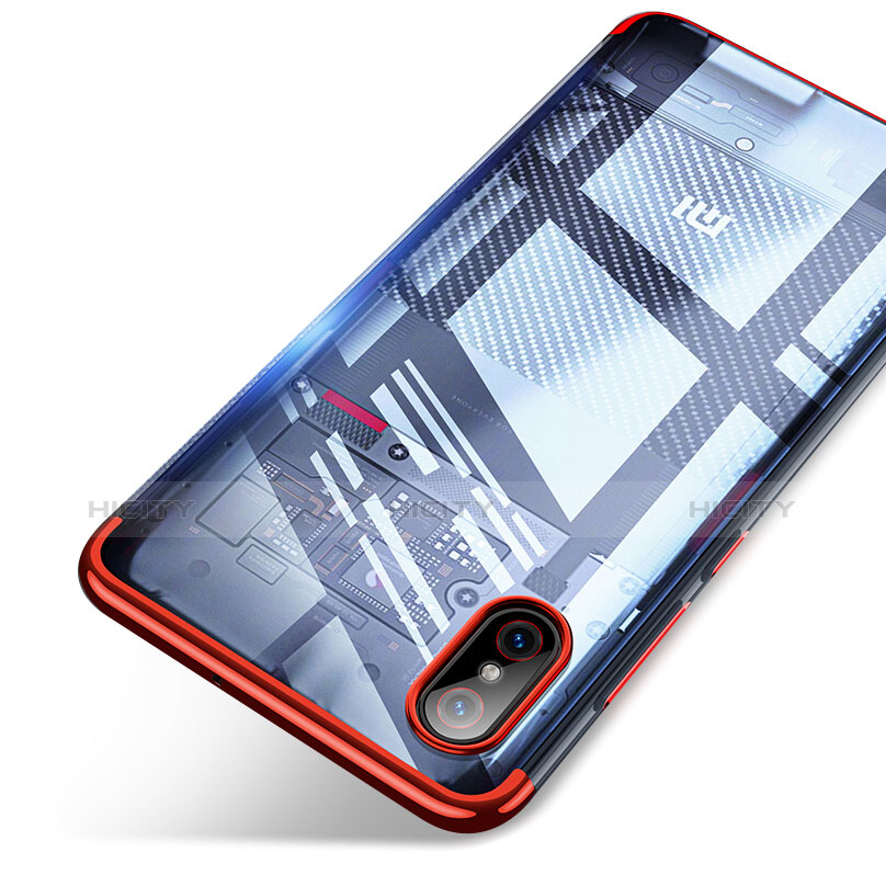 Cover Silicone Trasparente Ultra Sottile Morbida T06 per Xiaomi Mi 8 Screen Fingerprint Edition Rosso