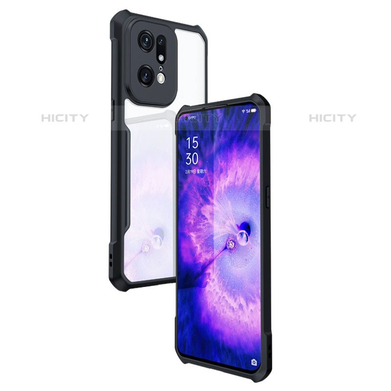 Cover Silicone Trasparente Ultra Sottile Morbida T09 per Oppo Find X5 Pro 5G Nero