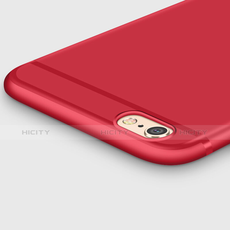 Cover Silicone Ultra Sottile Morbida con Anello Supporto per Apple iPhone 6 Plus Rosso