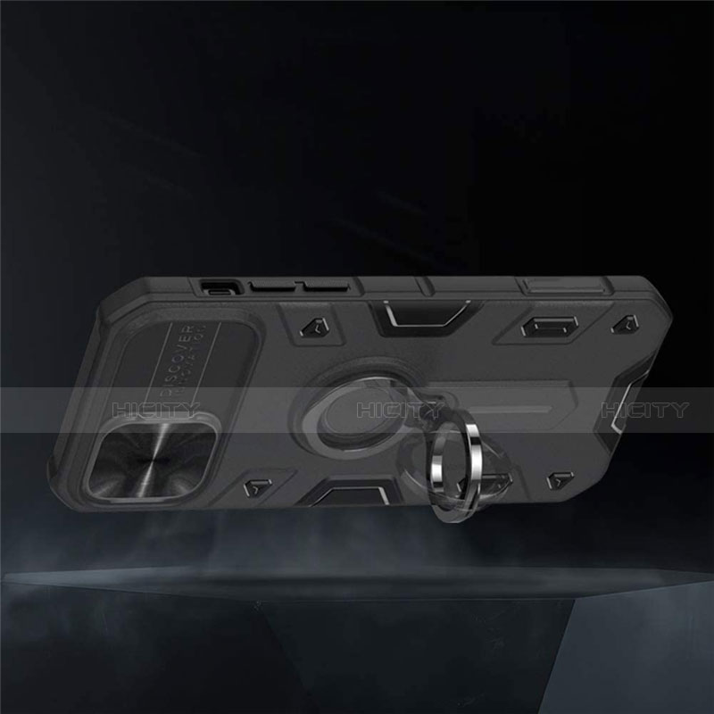 Cover Silicone Ultra Sottile Morbida con Magnetico Anello Supporto per Apple iPhone 12 Pro Max Nero
