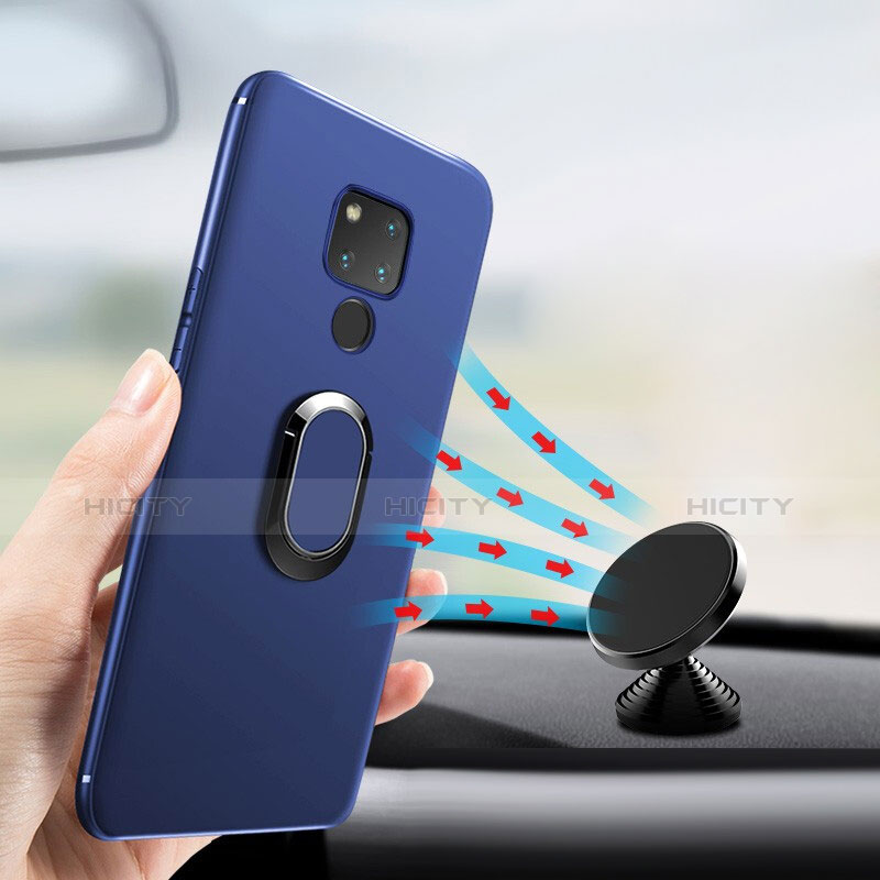 Cover Silicone Ultra Sottile Morbida con Magnetico Anello Supporto per Huawei Mate 20 X Blu