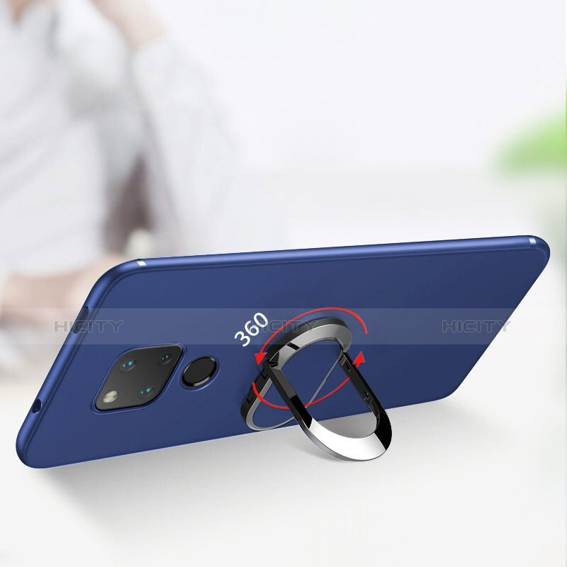 Cover Silicone Ultra Sottile Morbida con Magnetico Anello Supporto per Huawei Mate 20 X Blu