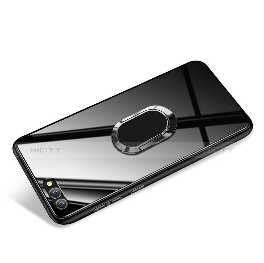 Cover Silicone Ultra Sottile Morbida Specchio con Anello Supporto per Huawei Honor V10 Nero