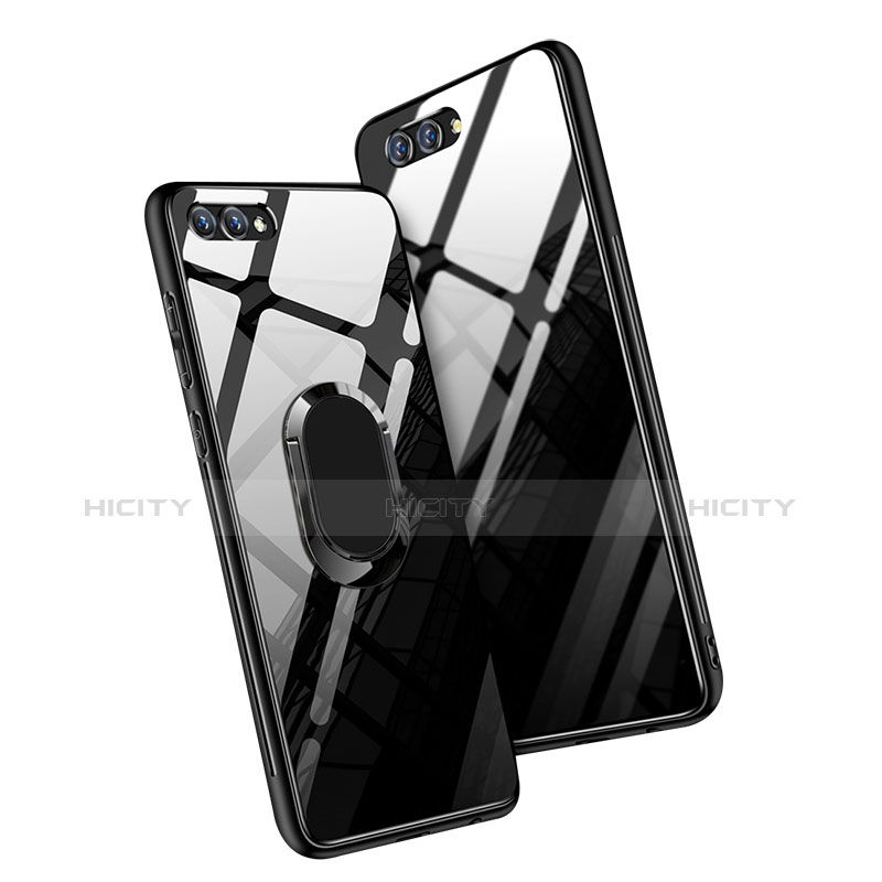 Cover Silicone Ultra Sottile Morbida Specchio con Anello Supporto per Huawei Honor V10 Nero