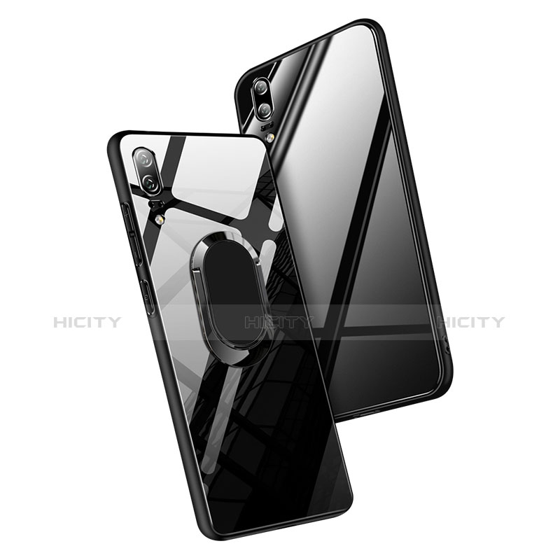 Cover Silicone Ultra Sottile Morbida Specchio con Anello Supporto per Huawei P20 Nero