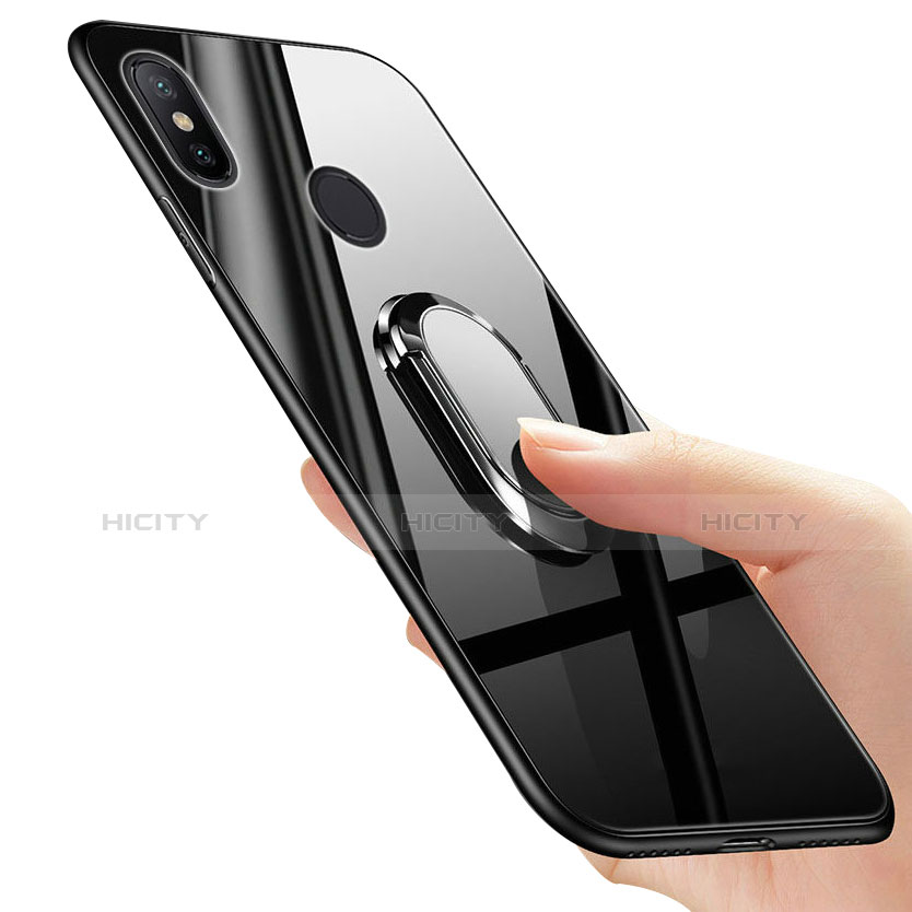 Cover Silicone Ultra Sottile Morbida Specchio con Anello Supporto per Xiaomi Mi 6X Nero