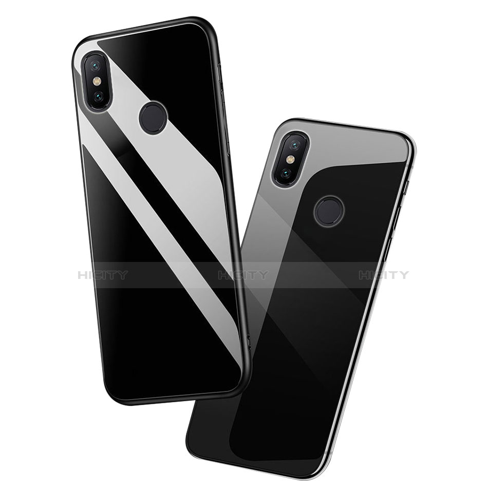 Cover Silicone Ultra Sottile Morbida Specchio con Anello Supporto per Xiaomi Mi 6X Nero