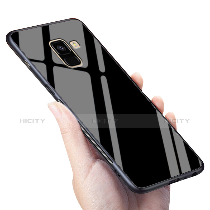 Cover Silicone Ultra Sottile Morbida Specchio per Samsung Galaxy A8+ A8 Plus (2018) A730F Nero