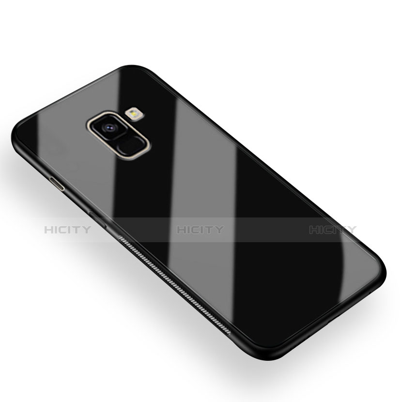 Cover Silicone Ultra Sottile Morbida Specchio per Samsung Galaxy A8+ A8 Plus (2018) Duos A730F Nero