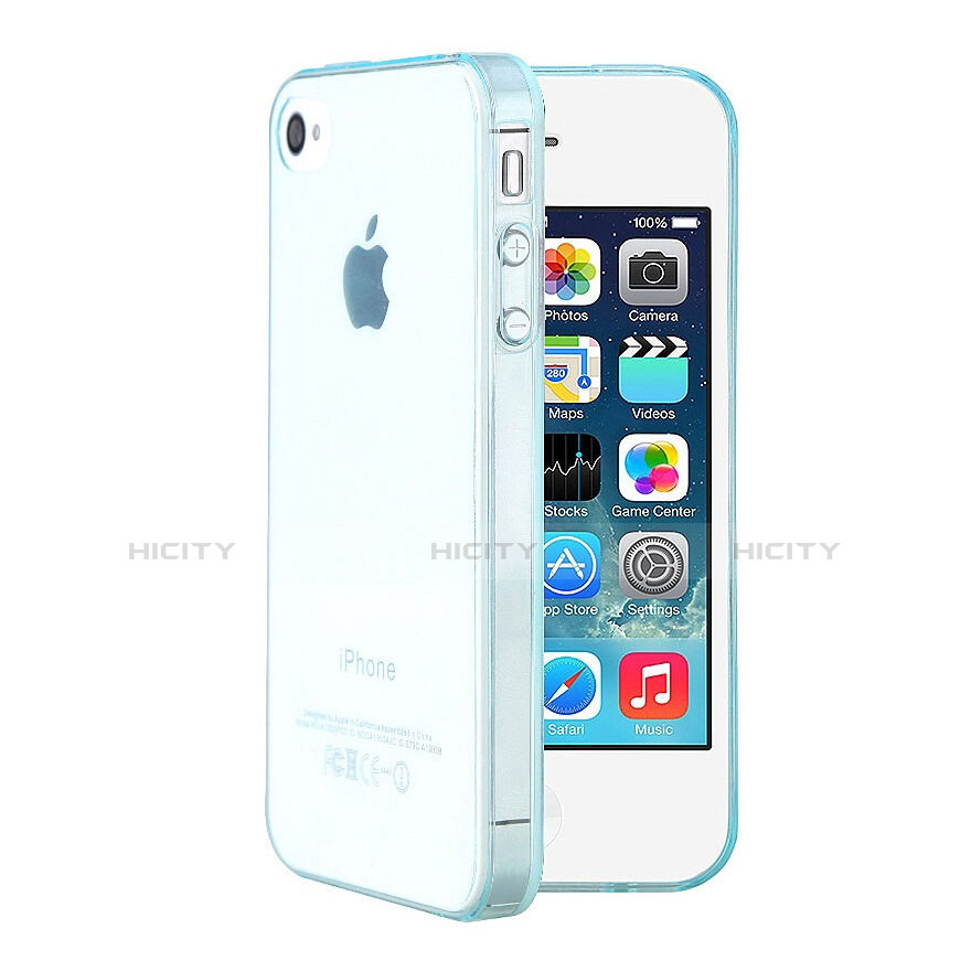 Cover TPU Trasparente Ultra Slim Morbida per Apple iPhone 4 Cielo Blu