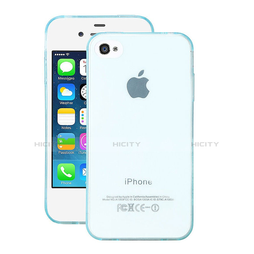 Cover TPU Trasparente Ultra Slim Morbida per Apple iPhone 4S Cielo Blu