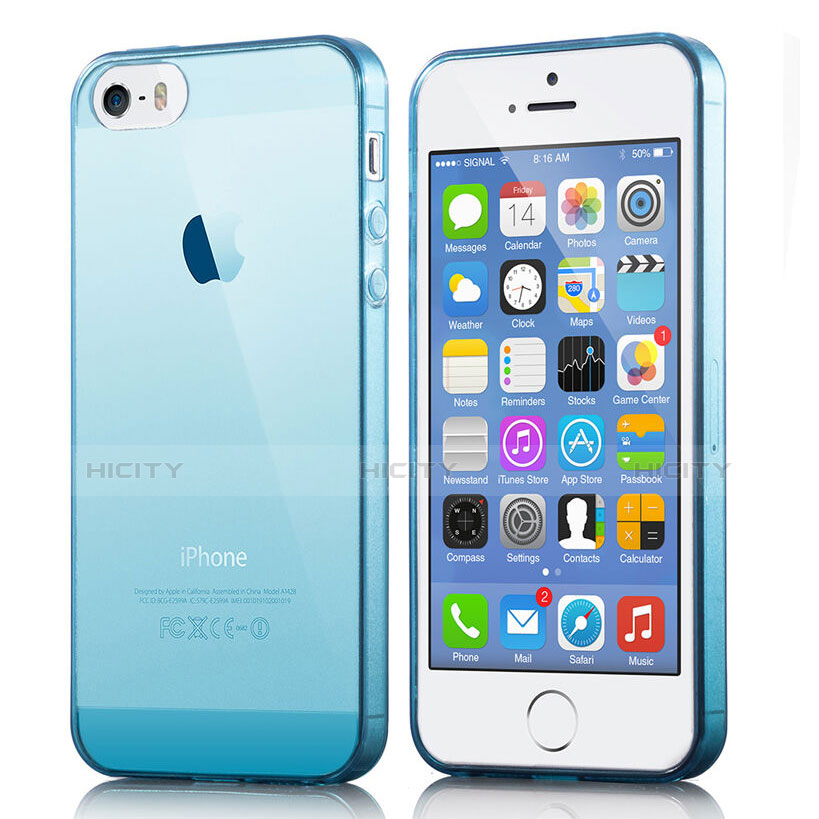Cover TPU Trasparente Ultra Slim Morbida per Apple iPhone 5 Blu