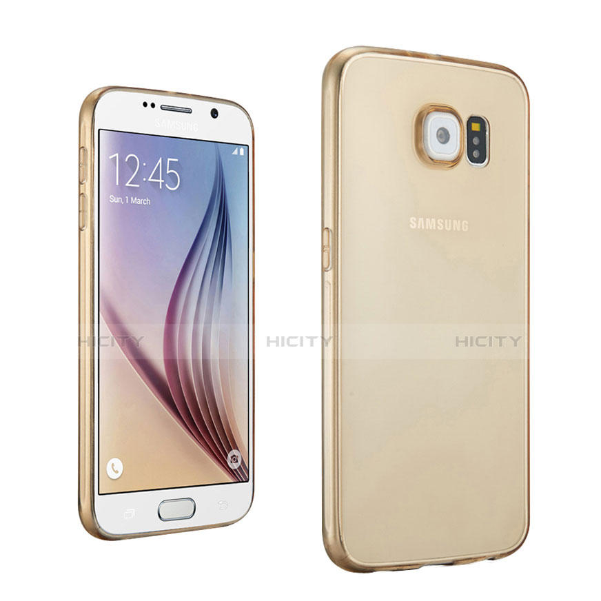 Cover TPU Trasparente Ultra Sottile Morbida per Samsung Galaxy S6 Duos SM-G920F G9200 Oro