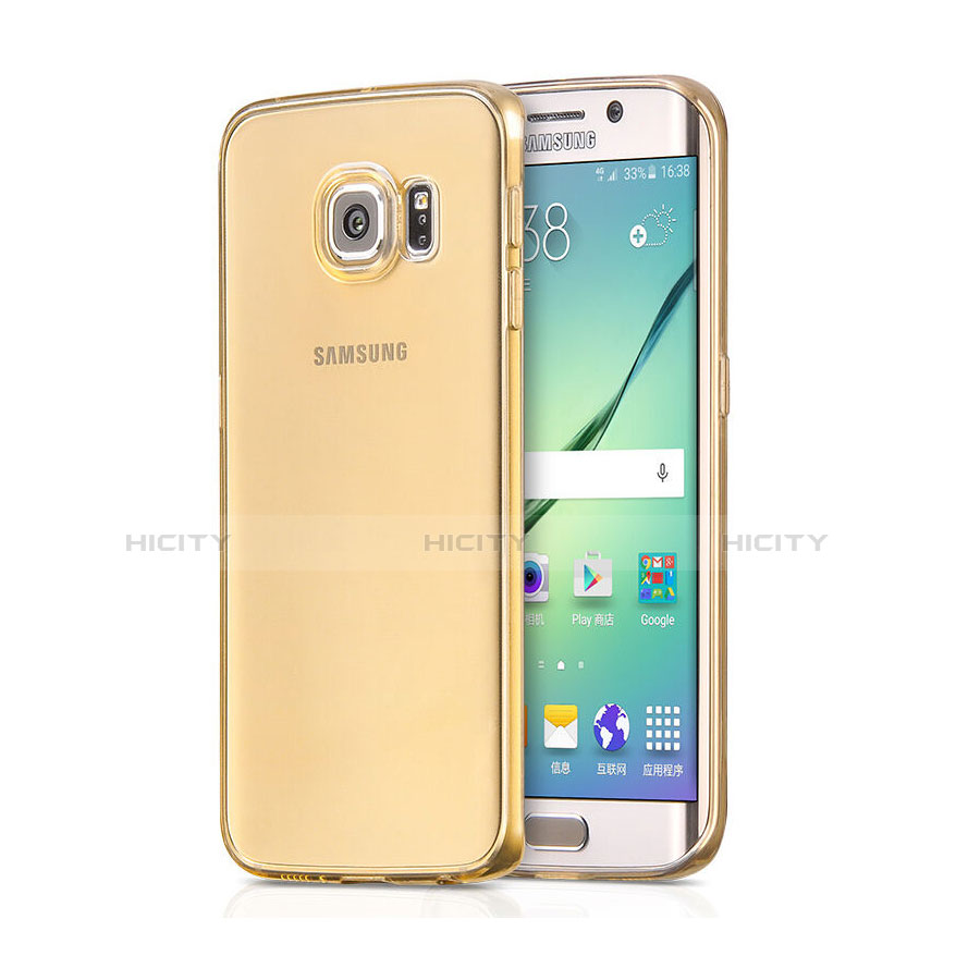 Cover TPU Trasparente Ultra Sottile Morbida per Samsung Galaxy S6 Edge SM-G925 Oro