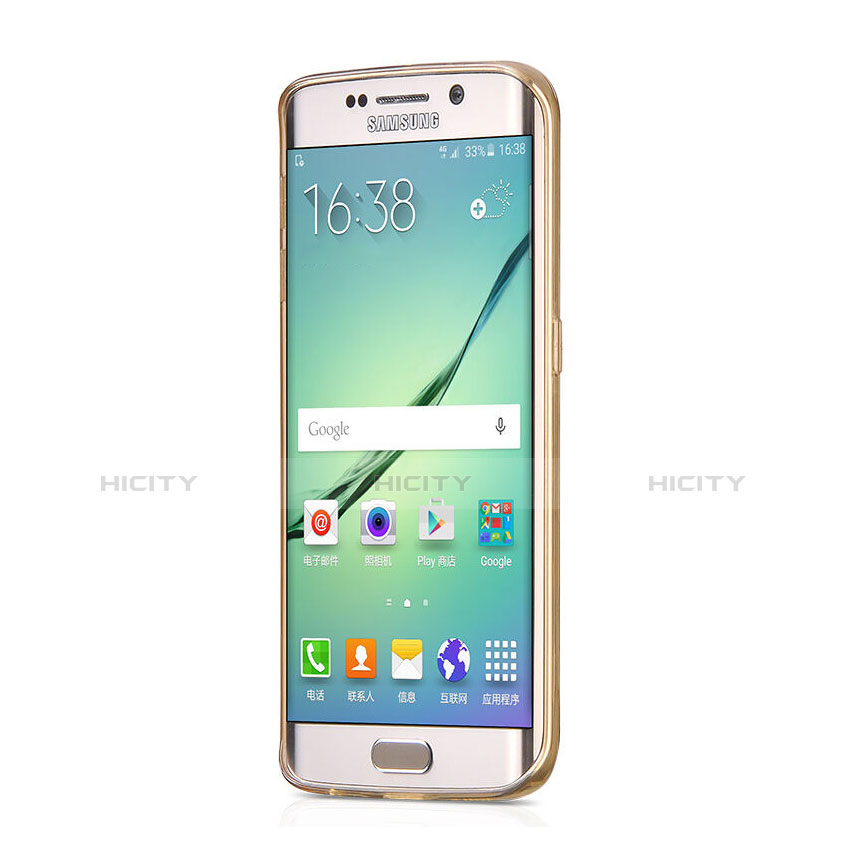 Cover TPU Trasparente Ultra Sottile Morbida per Samsung Galaxy S6 Edge SM-G925 Oro