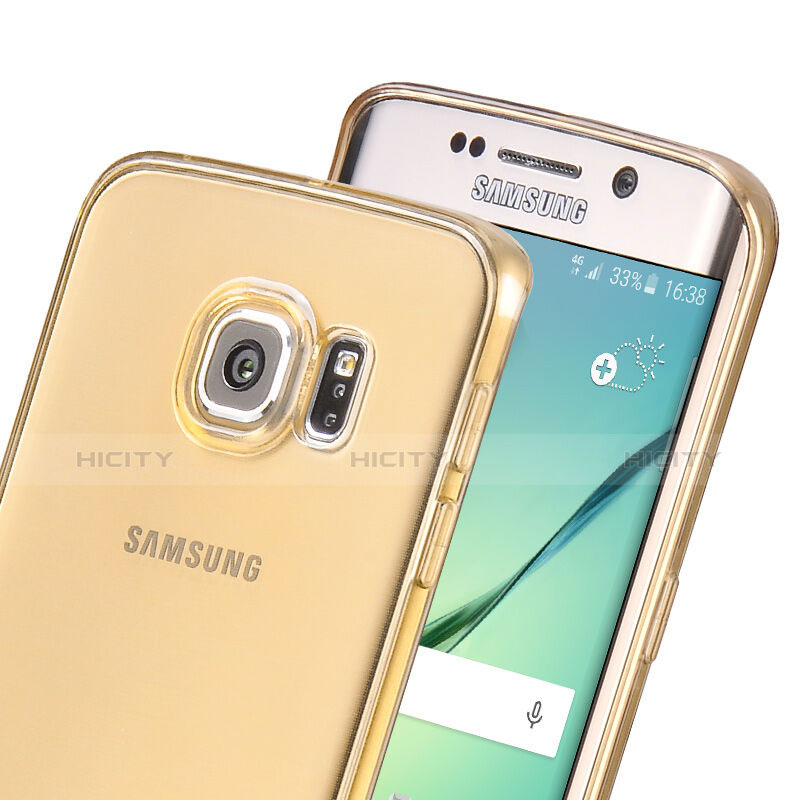Cover TPU Trasparente Ultra Sottile Morbida per Samsung Galaxy S6 Edge SM-G925 Oro