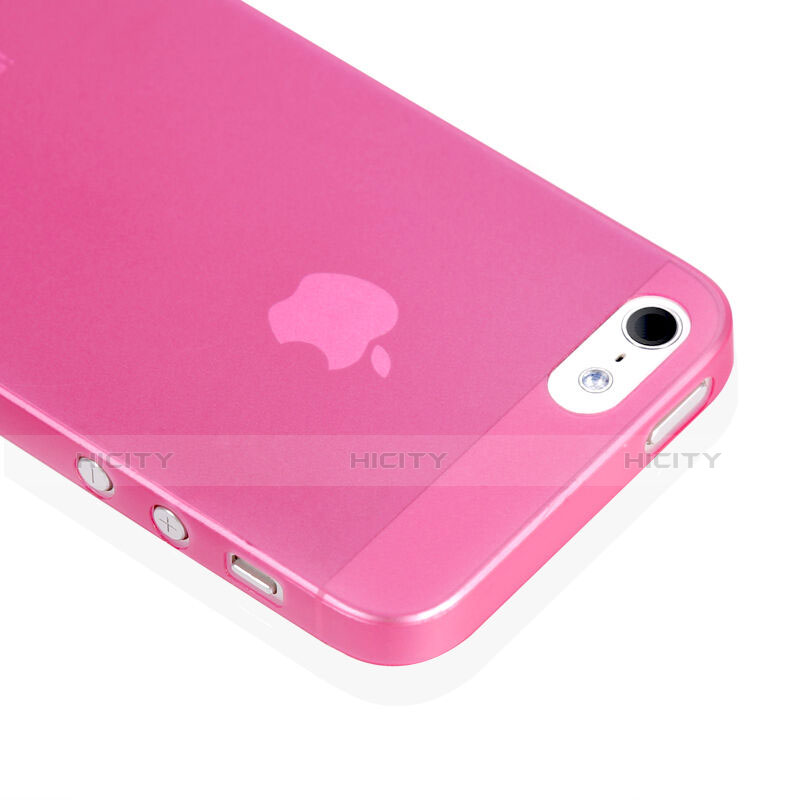 Cover Ultra Slim Trasparente Rigida Opaca per Apple iPhone 5 Rosa Caldo