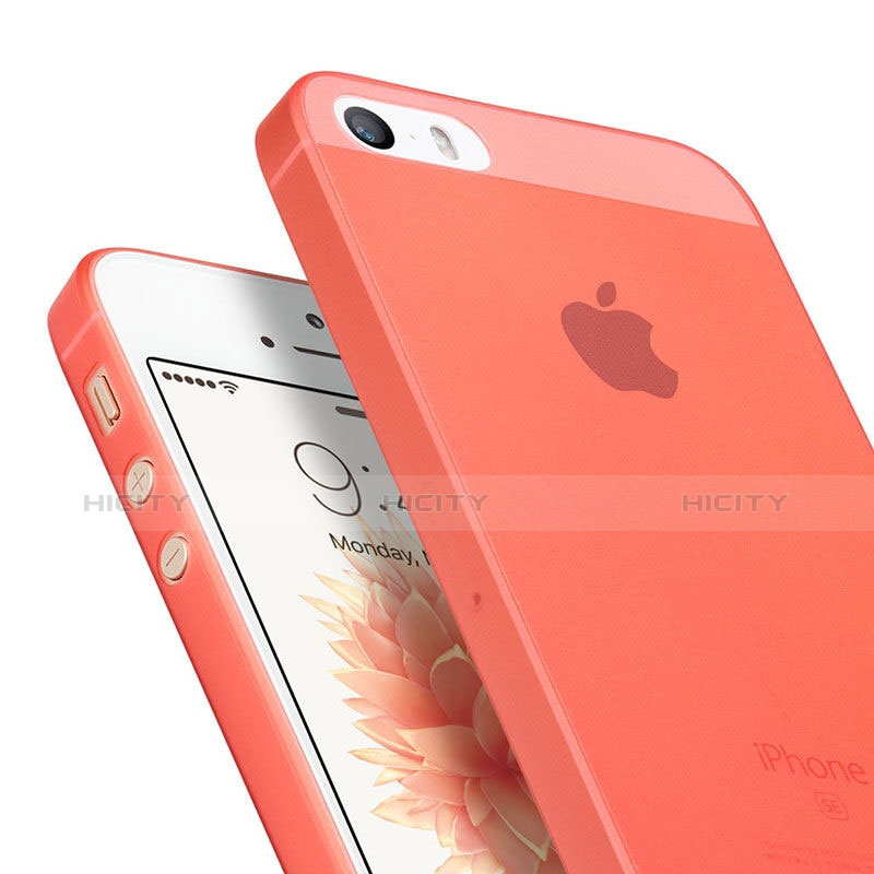 Cover Ultra Slim Trasparente Rigida Opaca per Apple iPhone SE Rosso