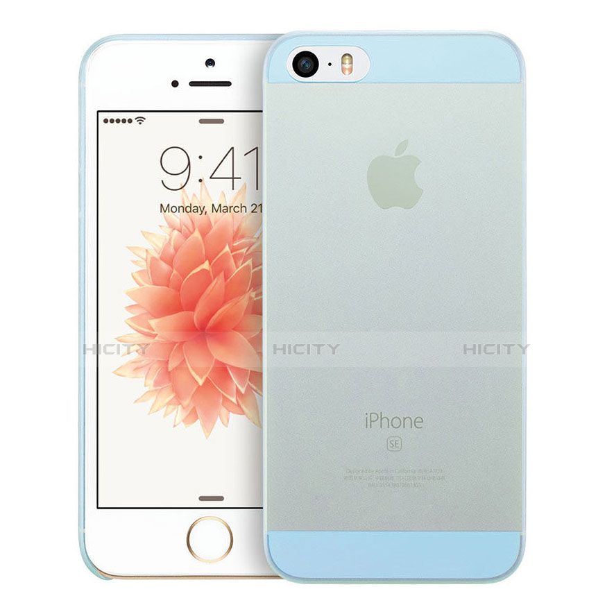 Cover Ultra Sottile Trasparente Rigida Opaca per Apple iPhone SE Blu