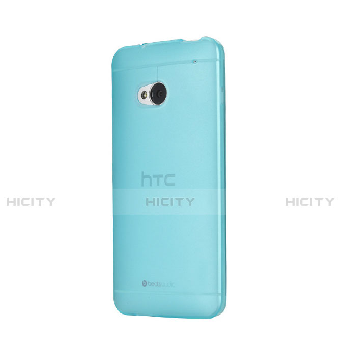 Cover Ultra Sottile Trasparente Rigida Opaca per HTC One M7 Blu