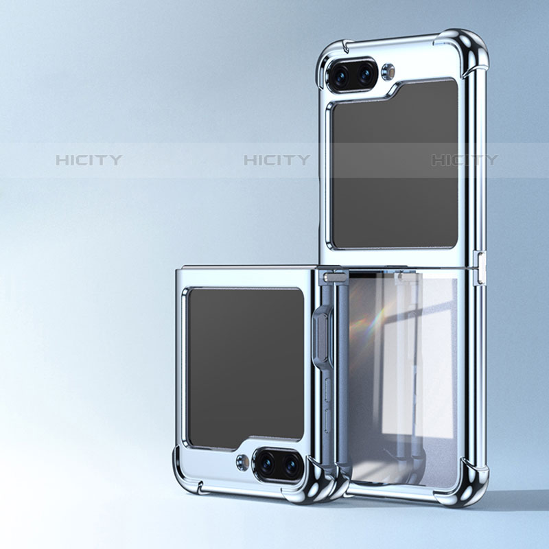 Custodia Crystal Trasparente Rigida Cover AN1 per Samsung Galaxy Z Flip5 5G Blu