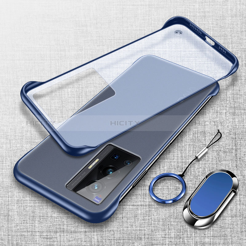 Custodia Crystal Trasparente Rigida Senza Cornice Cover con Magnetico Anello Supporto per Vivo X70 Pro 5G