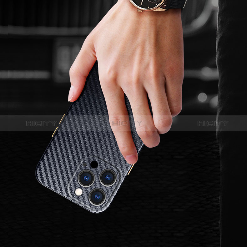 Custodia Fibra di Carbonio Lusso Morbida Spigato Cover C01 per Apple iPhone 14 Pro Max