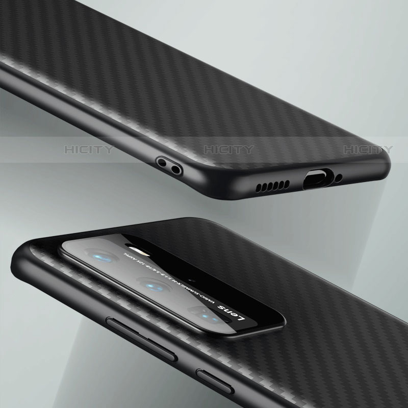 Custodia Fibra di Carbonio Lusso Morbida Spigato Cover C01 per Huawei P40 Pro Nero
