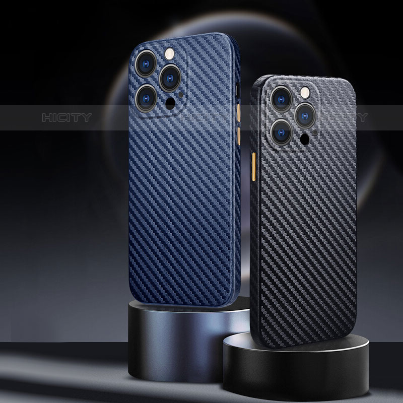 Custodia Fibra di Carbonio Lusso Morbida Spigato Cover per Apple iPhone 15 Pro