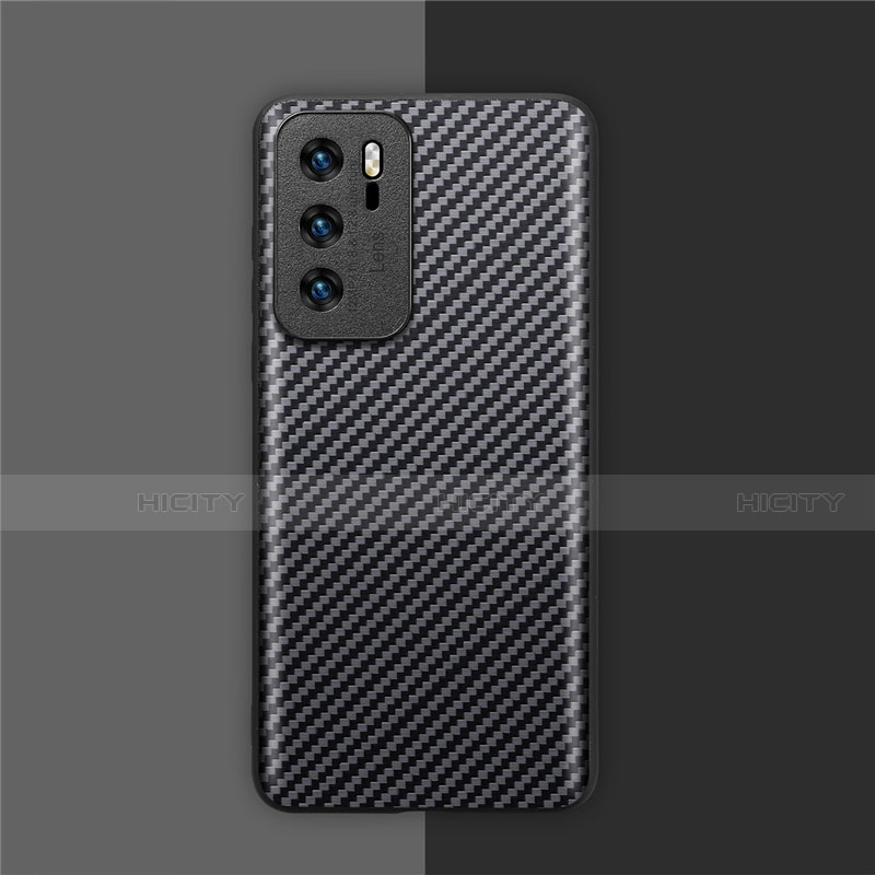 Custodia Fibra di Carbonio Lusso Morbida Spigato Cover per Huawei P40 Nero
