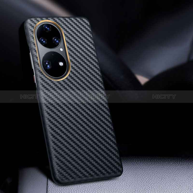 Custodia Fibra di Carbonio Lusso Morbida Spigato Cover per Huawei P50 Pro