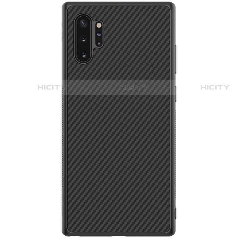 Custodia Fibra di Carbonio Lusso Morbida Spigato Cover per Samsung Galaxy Note 10 Plus 5G Nero