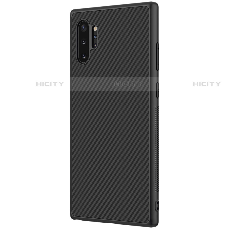 Custodia Fibra di Carbonio Lusso Morbida Spigato Cover per Samsung Galaxy Note 10 Plus 5G Nero