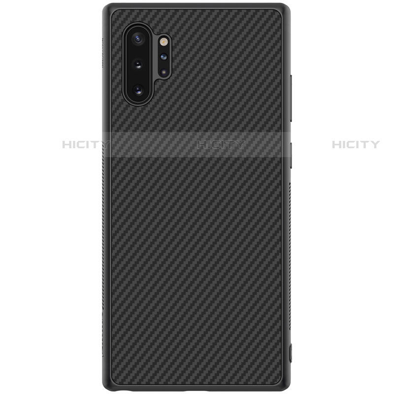 Custodia Fibra di Carbonio Lusso Morbida Spigato Cover per Samsung Galaxy Note 10 Plus Nero