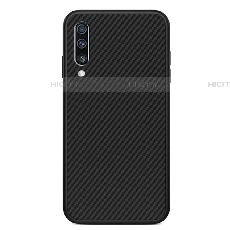 Custodia Fibra di Carbonio Lusso Morbida Spigato Cover T01 per Samsung Galaxy A90 5G Nero