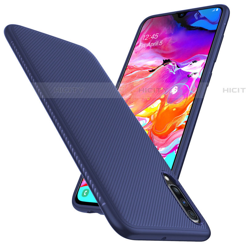 Custodia Fibra di Carbonio Lusso Morbida Spigato Cover T02 per Samsung Galaxy A70