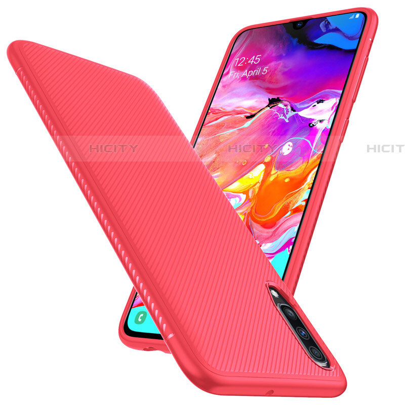 Custodia Fibra di Carbonio Lusso Morbida Spigato Cover T02 per Samsung Galaxy A70